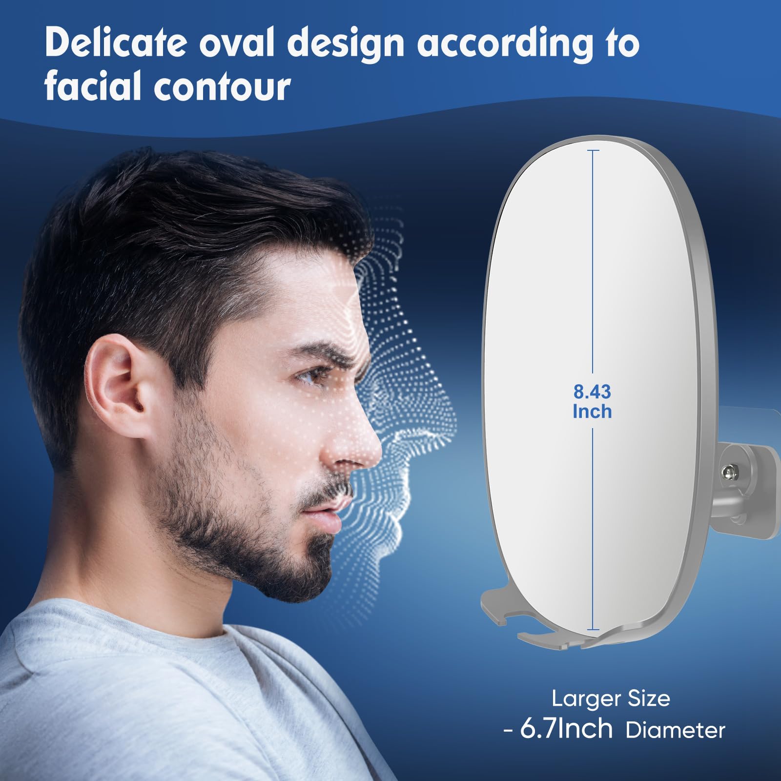 Fogless Shower Mirror for Shaving - 360° Rotation, No-Drilling Adhesive Mount, Shatterproof & Waterproof Bathroom Mirror with Razor Holders - Perfect for Close Shaves & Grooming in Steamy Showers (Grey)