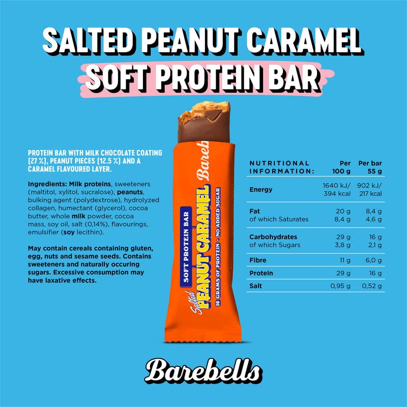 Barebells High Protein Soft Bar - 12 Pack (55g Each) | Low Sugar, Gluten Free Snack for Workout Recovery, Weight Loss & On-the-Go Energy