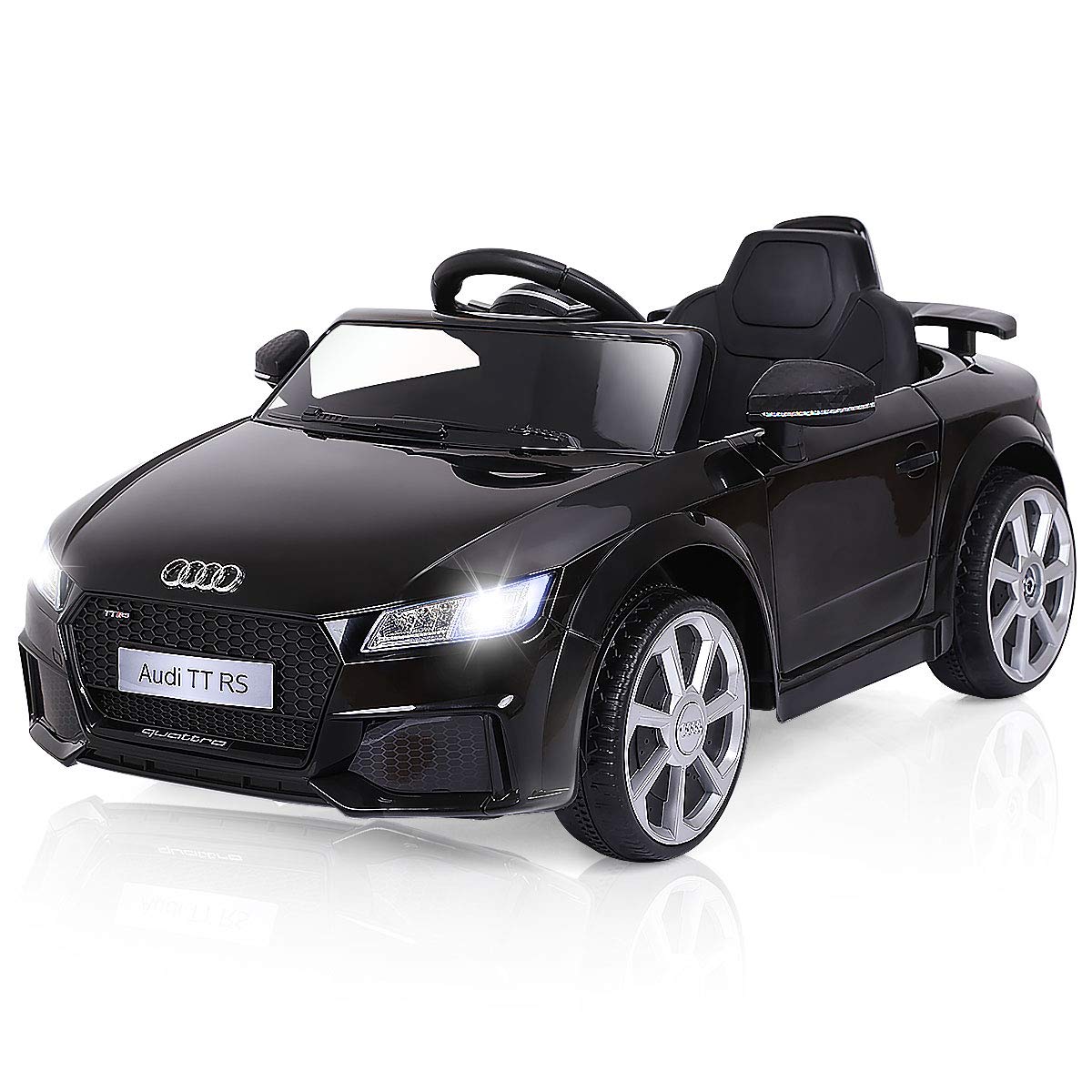 Costzon 12V Licensed Audi TT RS Kids Electric Ride On Car with Parental Remote Control, MP3 Player, LED Lights & Horn - High/Low Speed Battery-Powered Vehicle for Boys & Girls (Black) | Perfect for Birthday Gifts, Outdoor Play & Backyard Fun