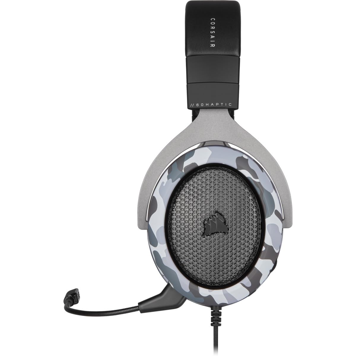 Corsair HS60 HAPTIC Gaming Headset with Taction Technology - Stereo Sound, Adjustable Memory Foam Ear Cushions, Detachable Mic (Camo) - Perfect for PC, PS4, Xbox Gaming & Streaming