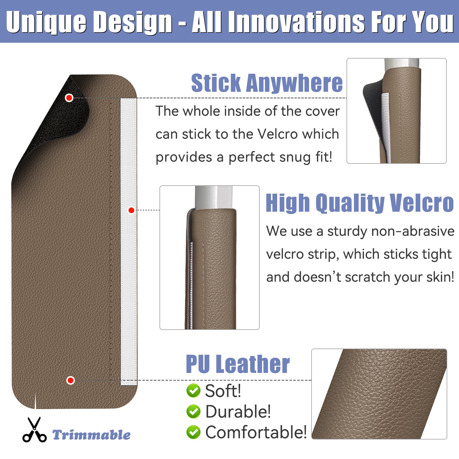 5-Pack Leather Refrigerator Handle Covers - Universal Fit for Fridge, Microwave, Oven & Dishwasher - Easy to Clean, Time-Saving Kitchen Accessories - Trimmable Design (Coffee Brown) - Perfect for Home, Office & Restaurant Use