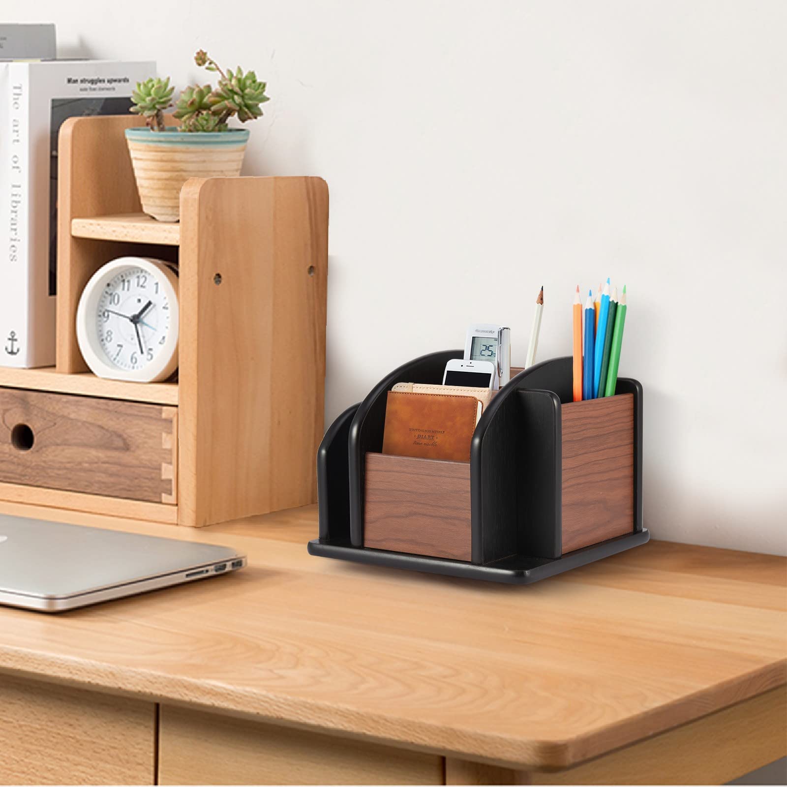 Wooden Desk Organizer with Multiple Compartments & Drawers - Office Supplies & Home Storage Solution for Stationery, Makeup, Jewelry | Perfect for Workspace, Vanity & Closet Organization