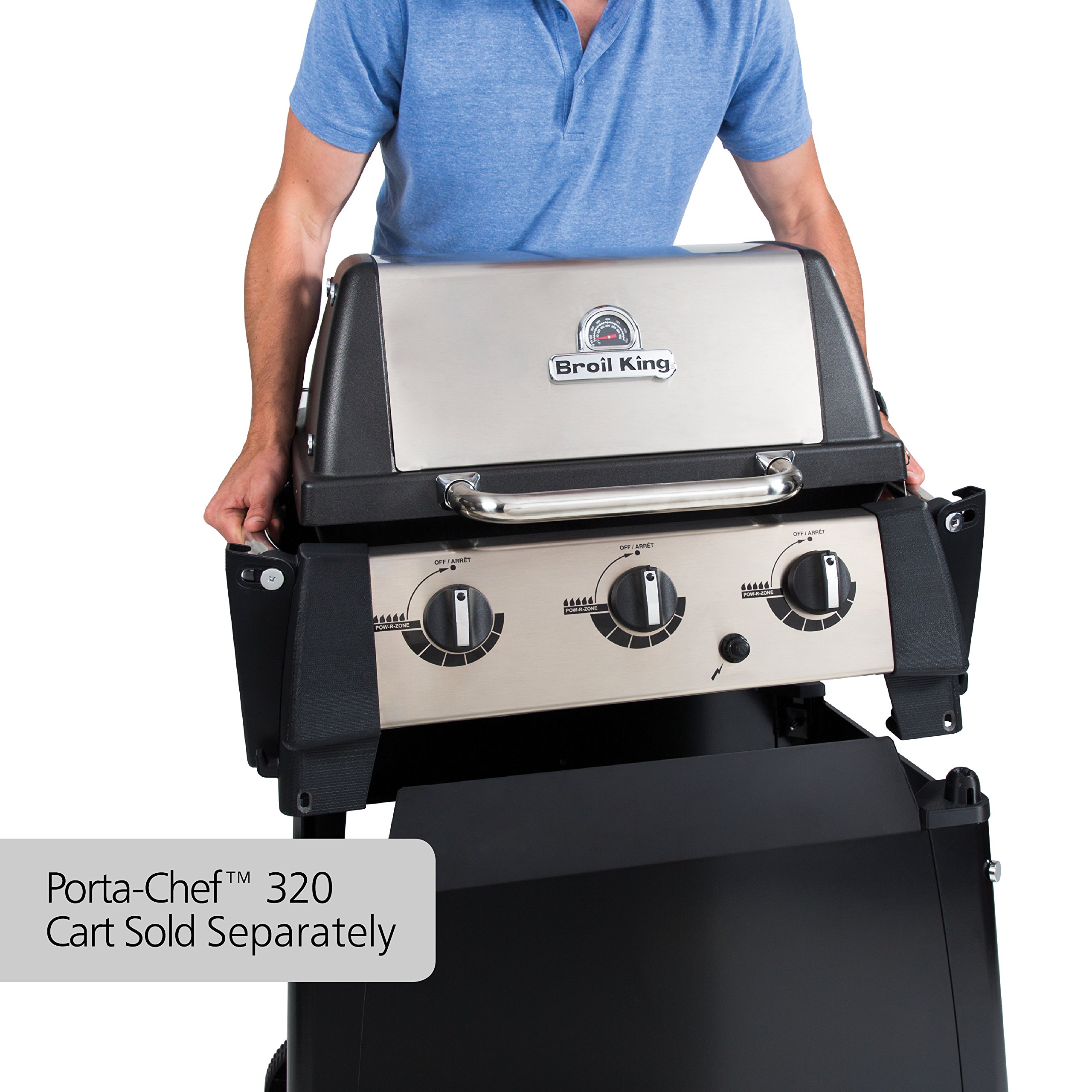 Broil King Porta-Chef 320 Portable Propane Gas Grill - Compact 3-Burner Tabletop BBQ for Camping, Tailgating & Outdoor Cooking