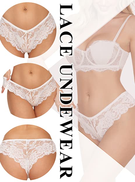 Avidlove Women's Floral Lace Panties - Sexy Hipster Underwear with V-Shape Waistband & Comfortable Tangas for Everyday Wear or Special Occasions