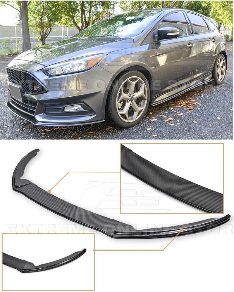 Carbon Fiber Front Bumper Lip Splitter for 2015-2018 Ford Focus ST MK3.5 | Replacement & Add-On Bottom Line | Enhance Sporty Look & Aerodynamics | Perfect for Car Enthusiasts & Street Racing