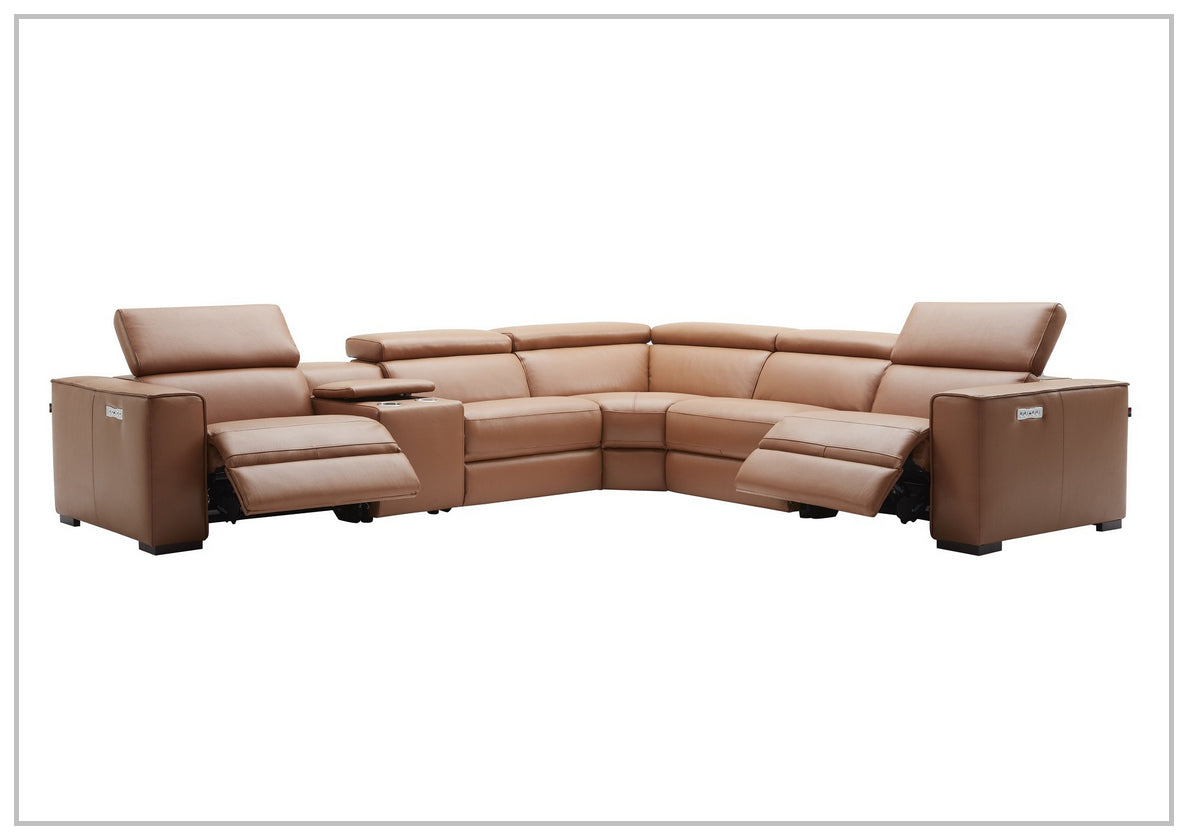 Gio Italia Aventura L-Shaped Leather Power Reclining Sectional Sofa - Modern Living Room Furniture for Home Theater & Family Gatherings