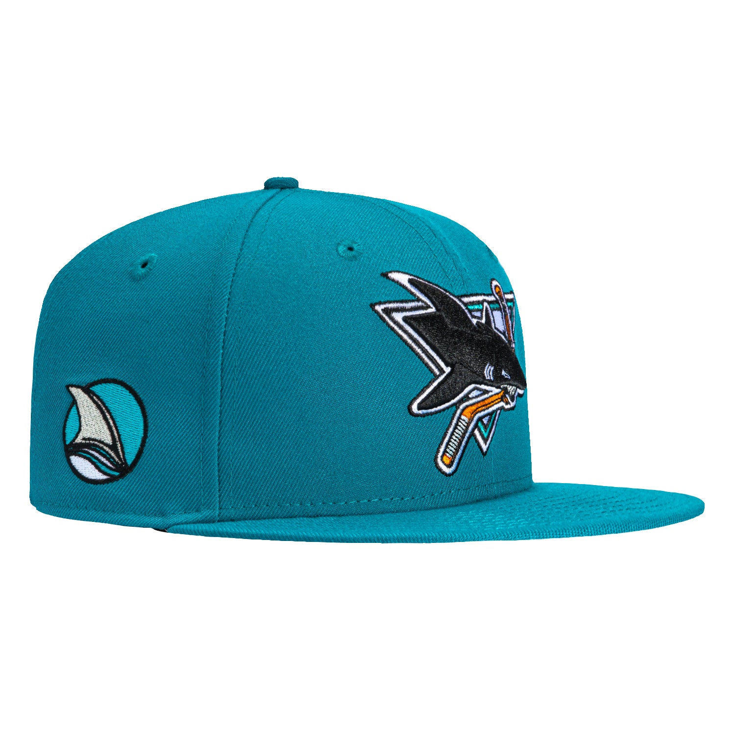 New Era 59Fifty San Jose Sharks 1991 Vintage Logo Patch Snapback Hat - Teal NHL Hockey Fan Cap for Men & Women - Perfect for Games, Collecting & Streetwear Fashion