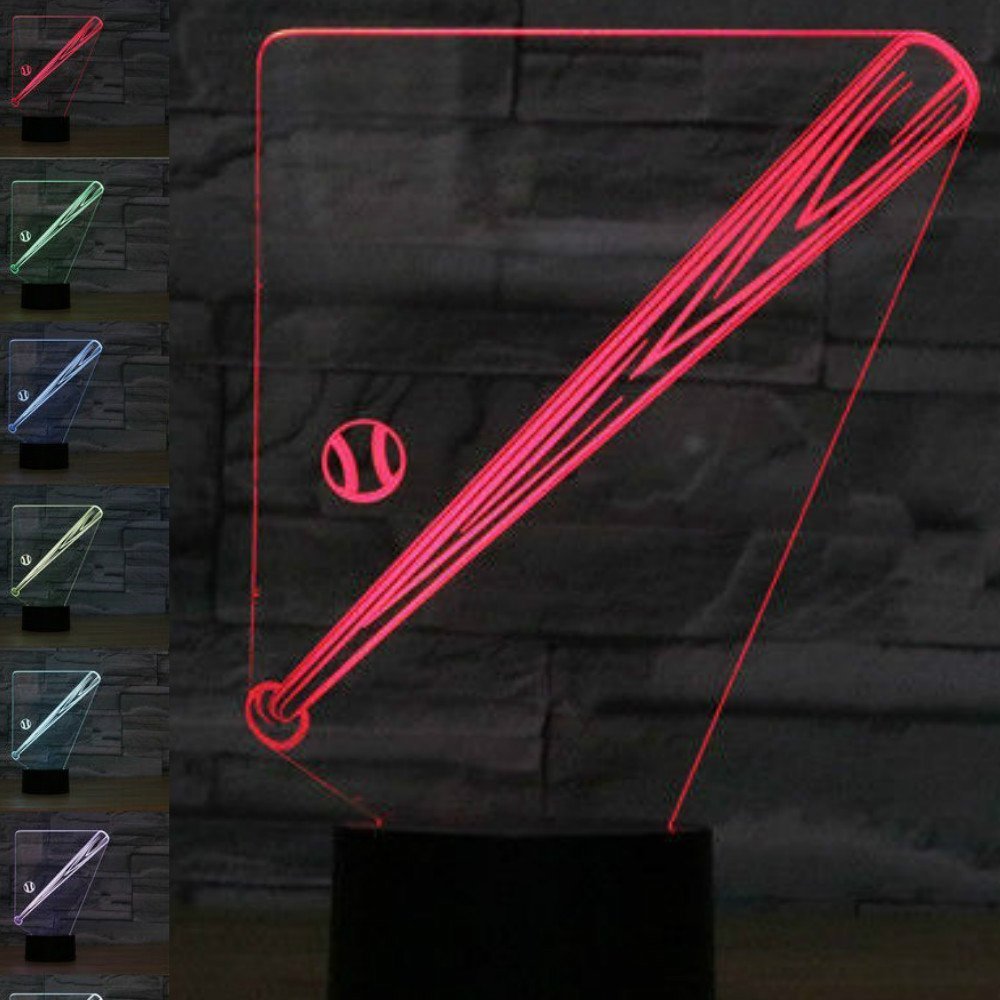 3D Baseball Night Light - LED Optical Illusion Desk Lamp with 7 Color Changing Modes, Perfect for Kids Room, Home Decor, Birthday Gift & Christmas Present