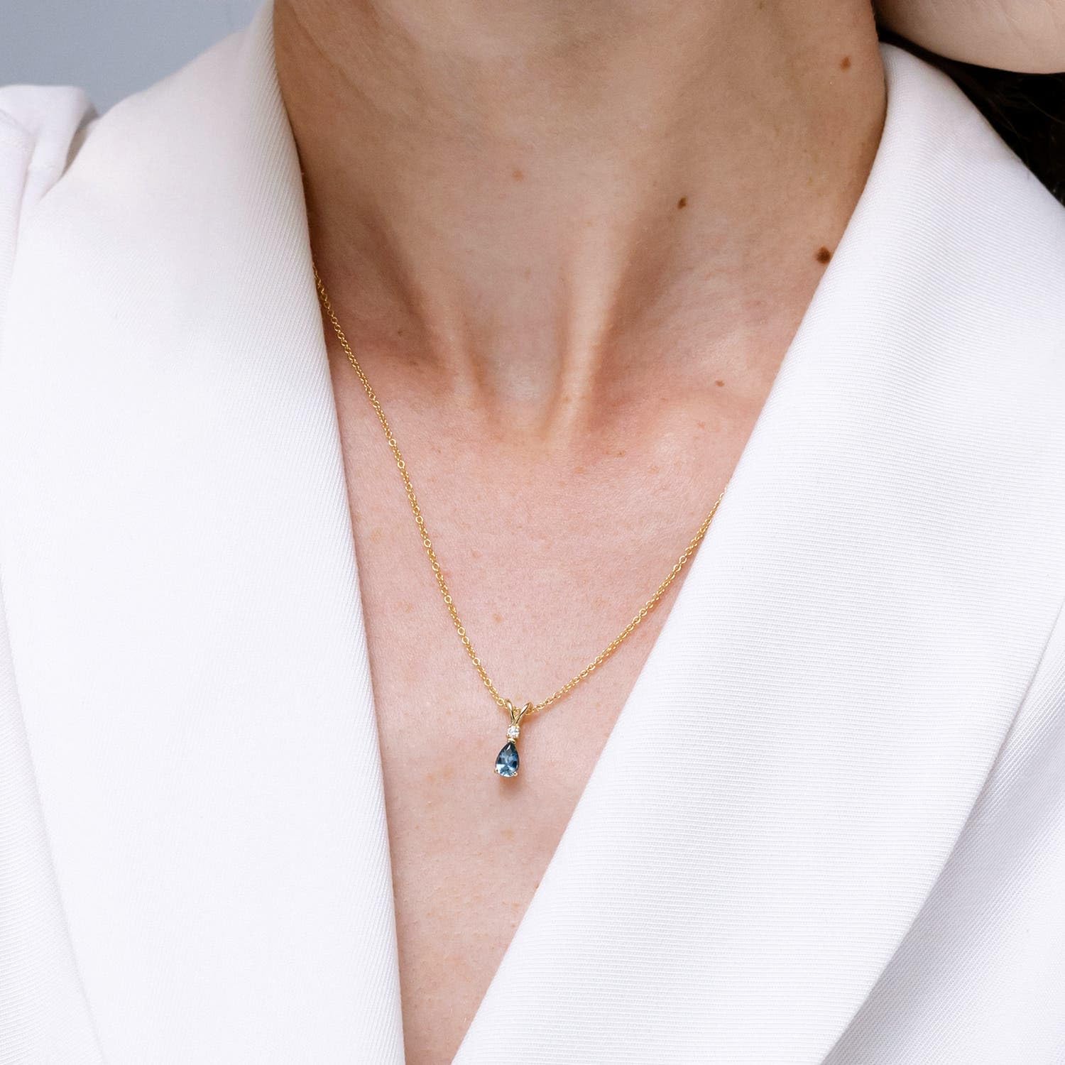 Natural Teal Montana Sapphire Teardrop Pendant with Diamond Accents in Sterling Silver/14K Gold/Platinum | Elegant Jewelry Gift for Women, Perfect for Birthday, Engagement, Anniversary & Wedding | Office Wear, Date Night & Special Occasions
