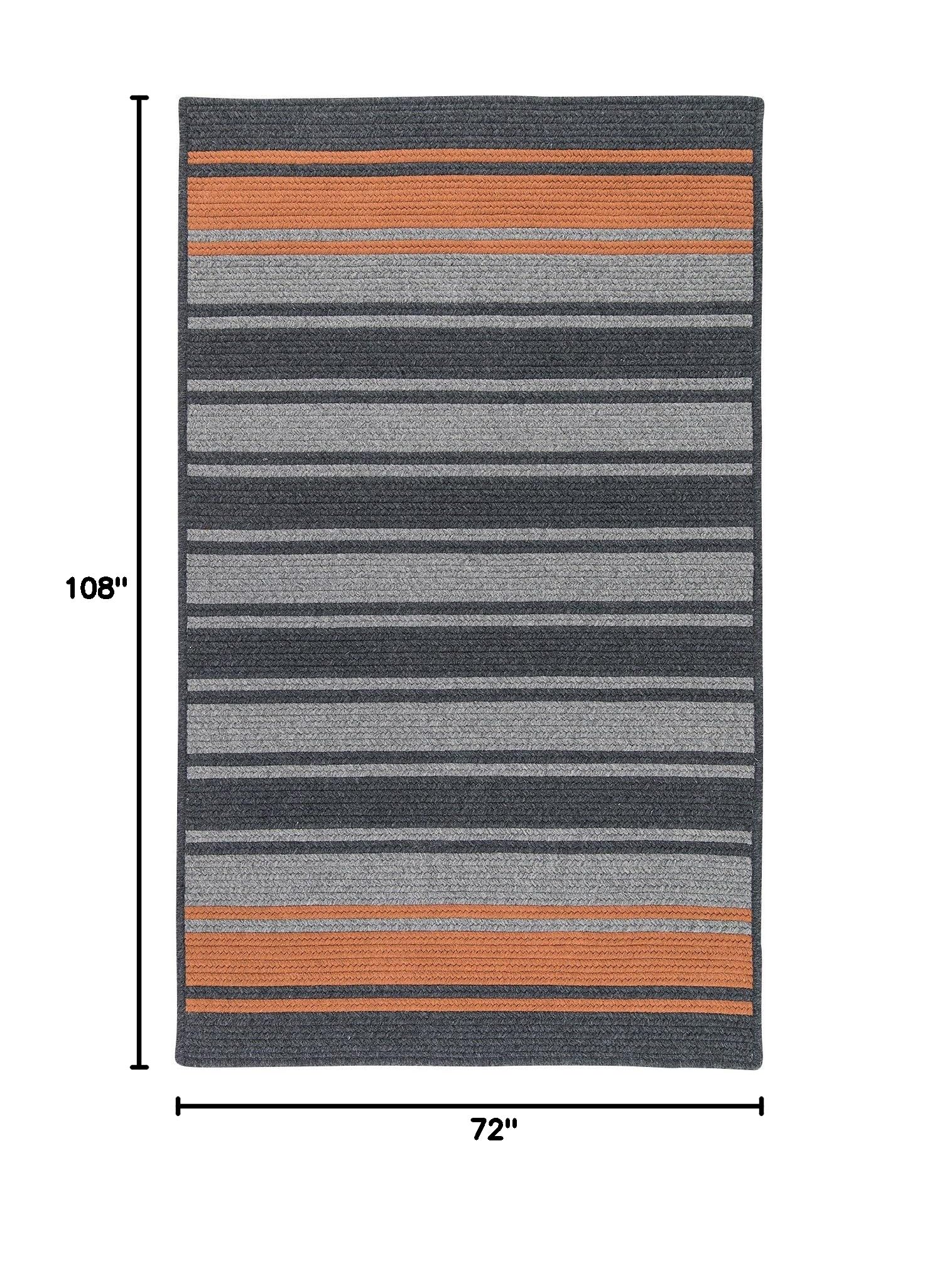Frazada Stripe Area Rug 6x9 Feet - Soft Handwoven Wool Rug in Charcoal & Orange for Living Room, Bedroom, or Dorm Decor