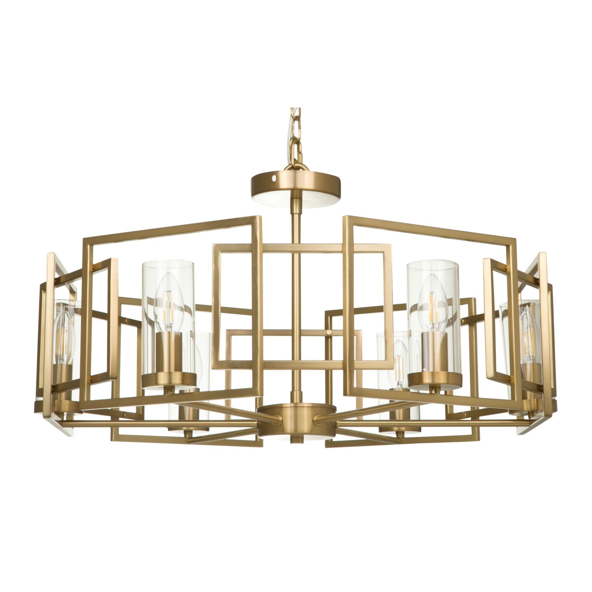 Bowi 6/8Lt Gold Finish Ceiling Light - Modern Chandelier for Dining Room, Living Room & Bedroom Lighting