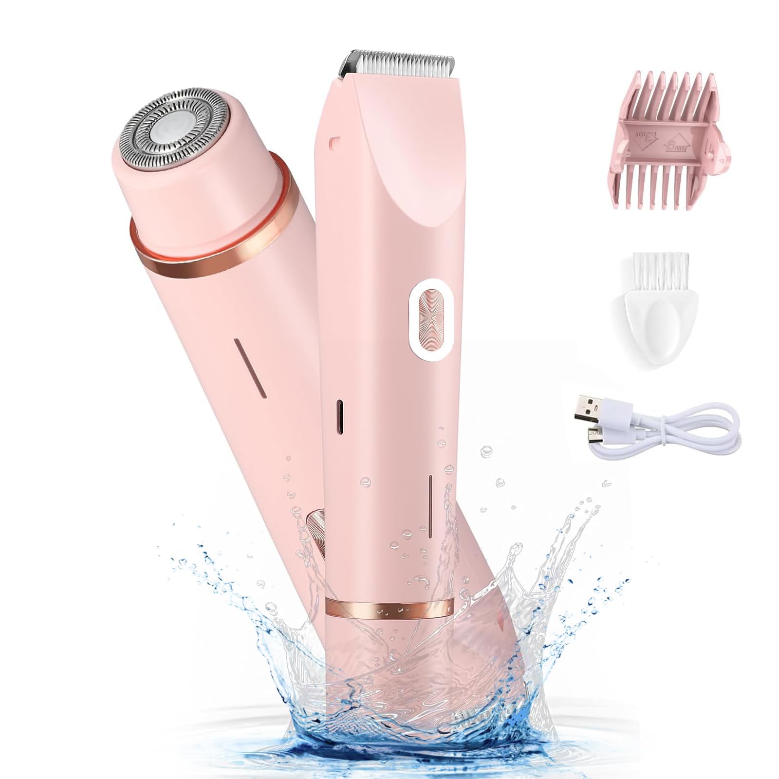 Best Electric Shaver for Women - 2-in-1 Rechargeable Razor for Legs, Underarms, Face & Bikini Area - Wet & Dry Hair Trimmer for Smooth Skin - Perfect for Travel, Gym & Home Use