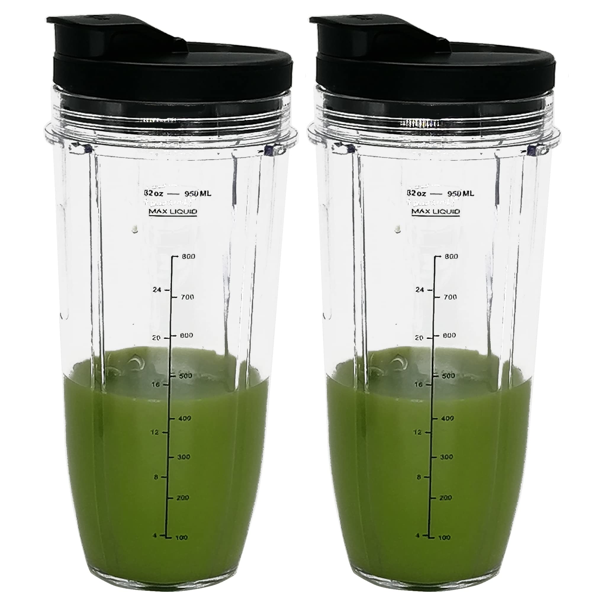 2 Packs 32OZ (950ML) Measuring Cup with Spout Lids - Replacement Blender Cups Compatible with Nutri Ninja Pro & Auto IQ Series - Perfect for Smoothies, Protein Shakes & Meal Prep