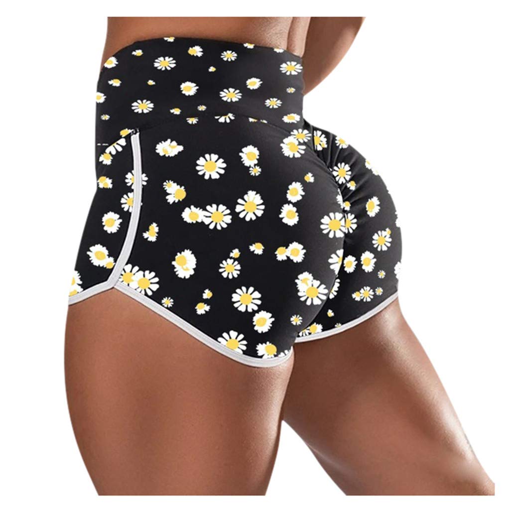 Women's High Waist Compression Bike Shorts - Workout Yoga Running Shorts with Drawstring & Floral Print - Perfect for Gym, Cycling, Vacation & Active Lifestyle