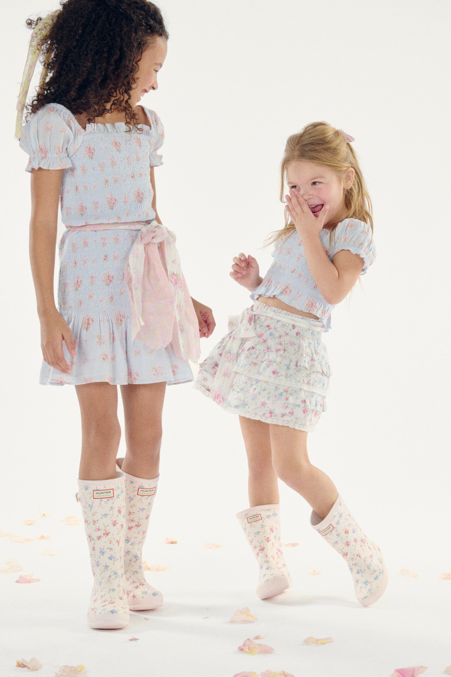 Hunter x LoveShackFancy Little Girls' First Classic Rain Boots - Sunrise Patchwork Design | Waterproof Garden Booties for Toddlers, Perfect for Outdoor Play, Puddle Jumping & Spring Adventures