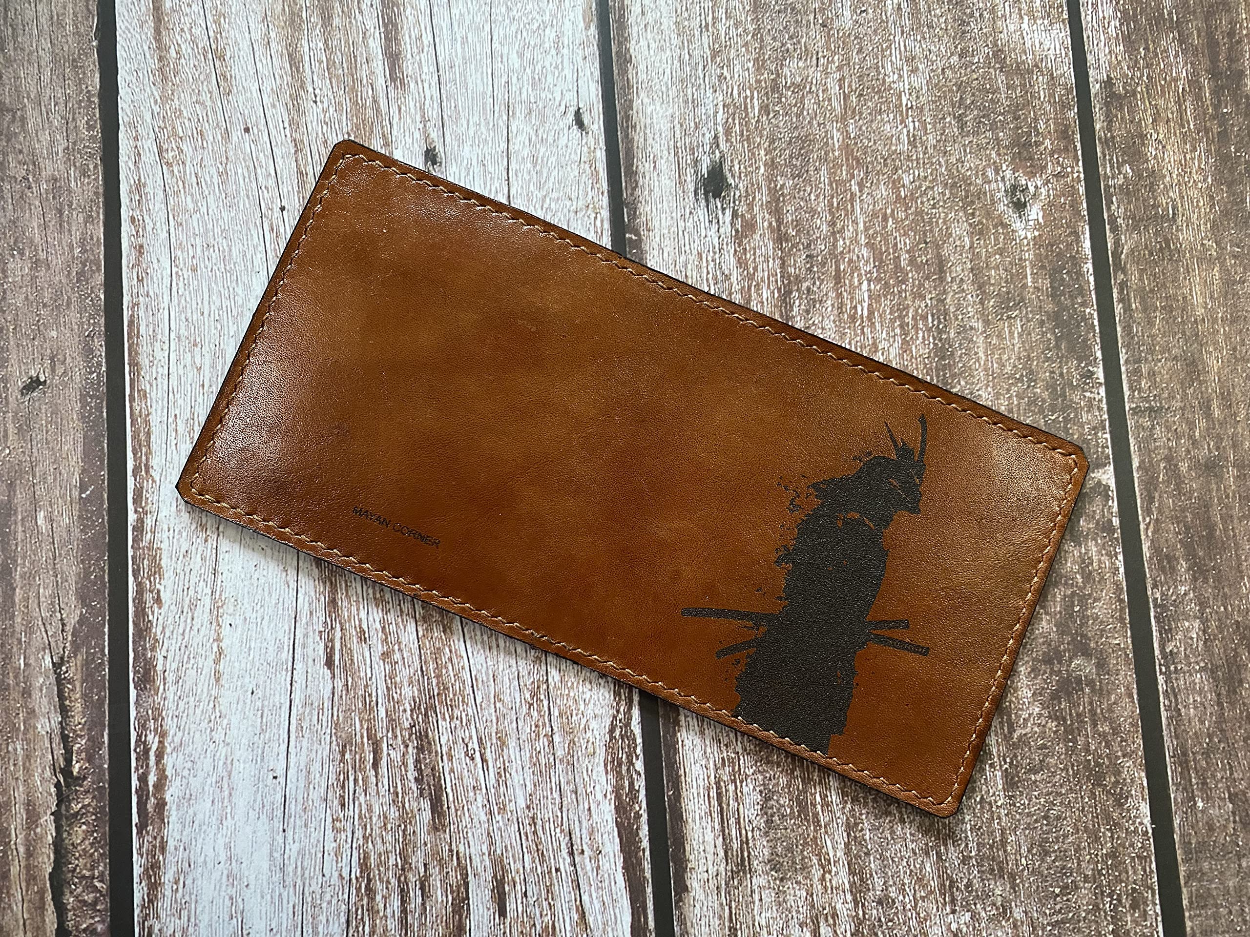 Samurai Shadow Warrior Minimalist Genuine Leather Wallet for Men - Engraved Card Holder & ID Wallet - Perfect for Everyday Carry, Travel, and Gifts