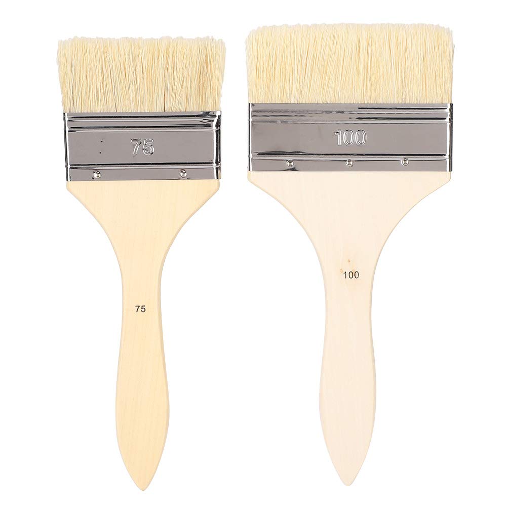 2Pcs Premium Wood Handle Paint Brushes Set for Gouache, Watercolor, Acrylic & Oil Painting - Perfect for Artists, DIY Crafts & Home Decor Projects