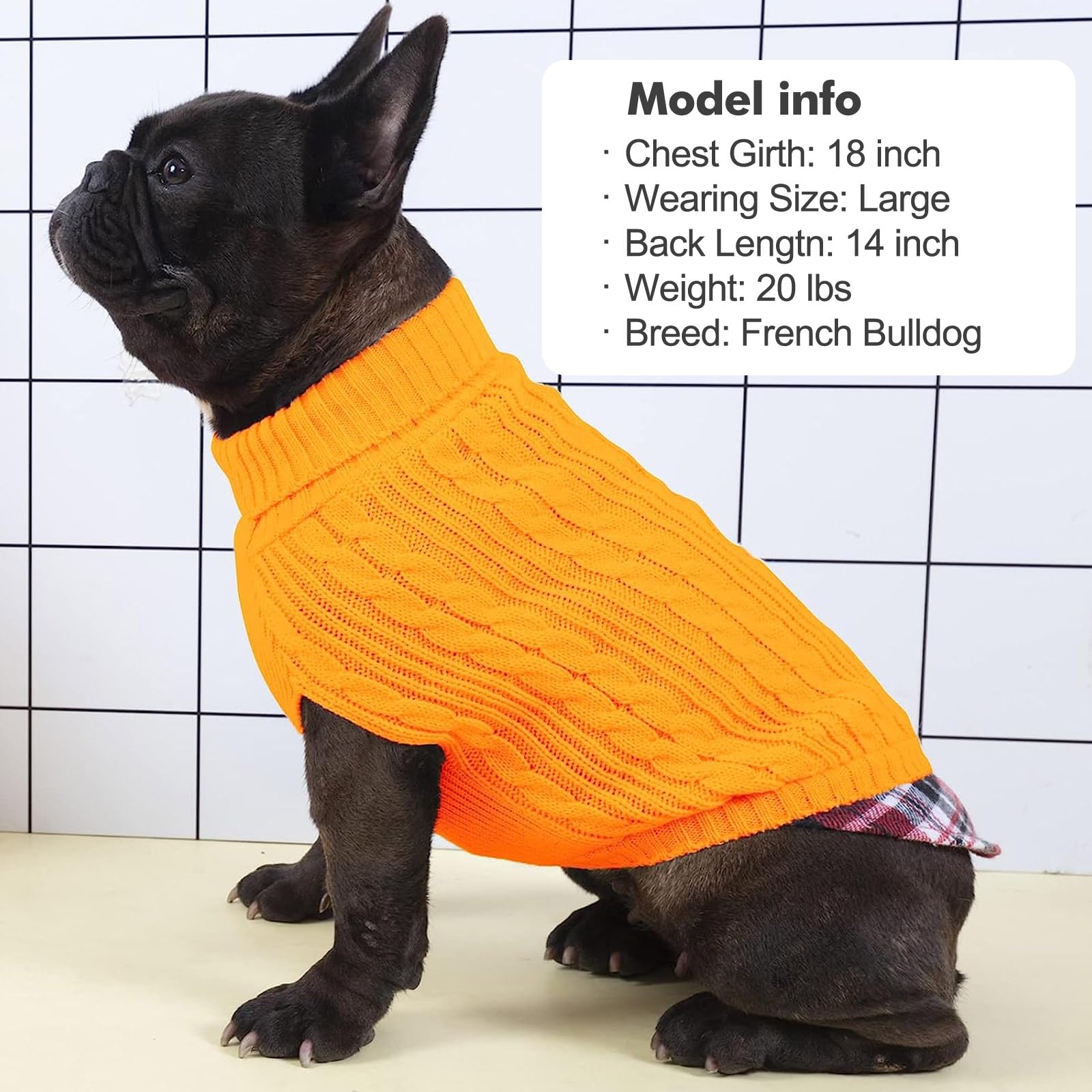 KYEESE Warm Knit Dog Sweater for Small & Medium Dogs - Turtleneck Pullover Winter Coat for Puppies, Boys & Girls (Yellow, Size L) - Perfect for Cold Weather Walks & Indoor Comfort