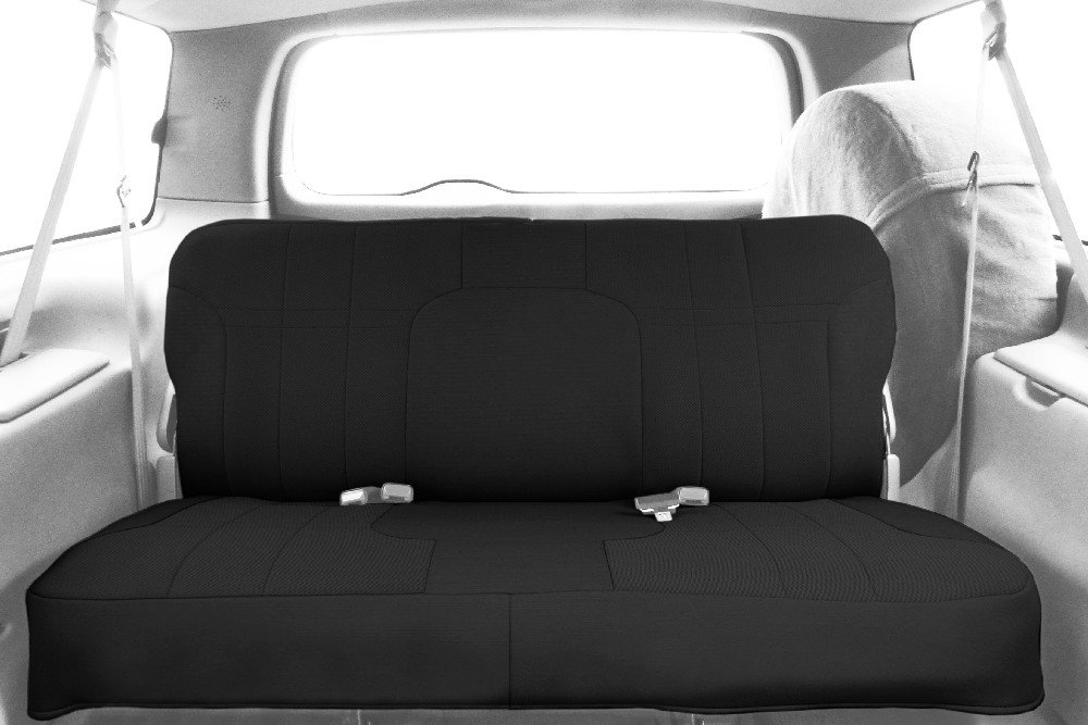 Premium CalTrend Rear Solid Bench Seat Covers - EuroSport Design for 1980-1990 Jeep CJ7 & Wrangler | Charcoal Insert with Stylish Trim | Perfect for Off-Road Adventures & Daily Commutes