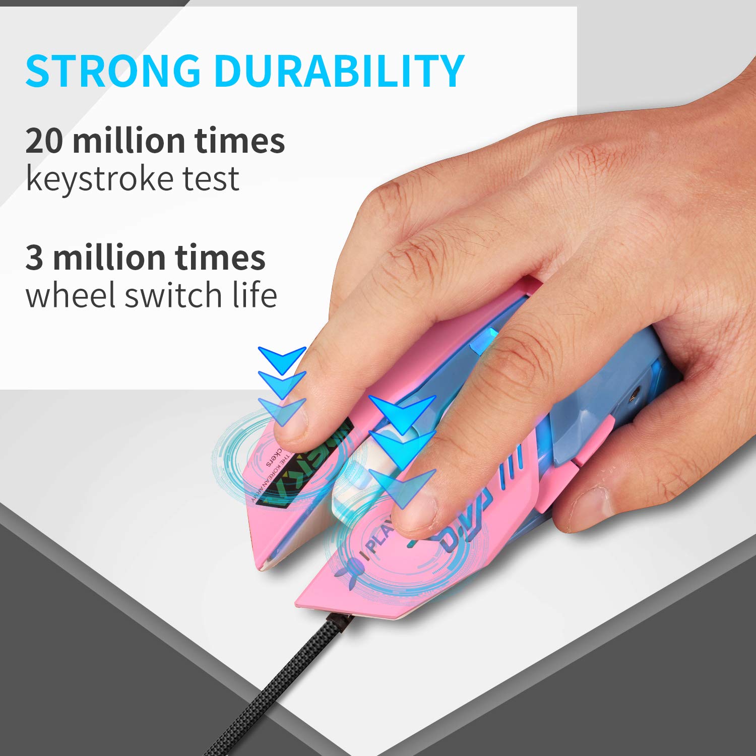 HXMJ Pink Wired USB Computer Mouse with 7 Colors Backlit, Silent Buttons for MacBook, PC, Laptop - Ideal for Office, Gaming, and Home Use