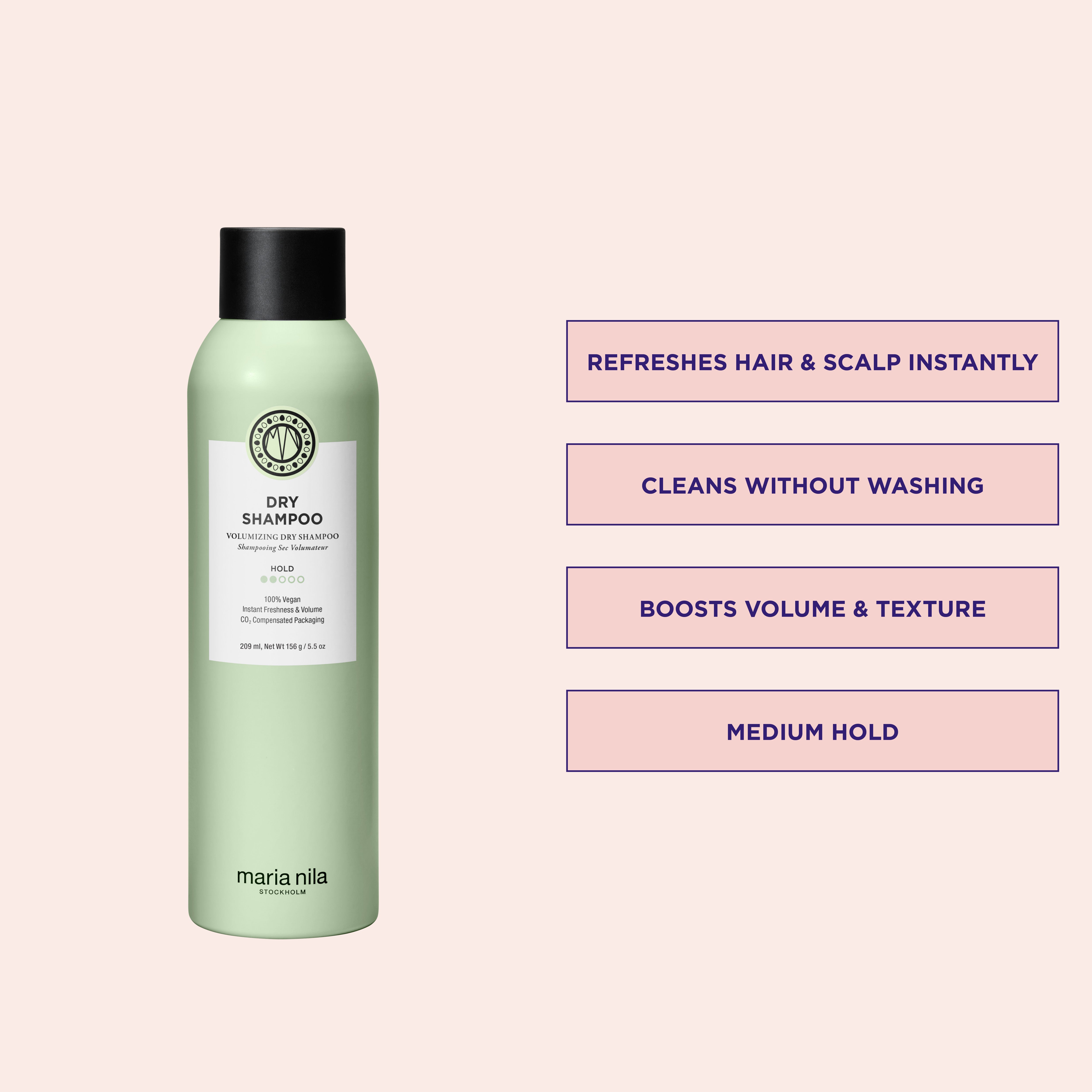Maria Nila Dry Shampoo for Oily Hair - Vegan & Sulfate-Free Volumizing Powder for Quick Hair Refresh - Perfect for Travel, Gym & Busy Mornings