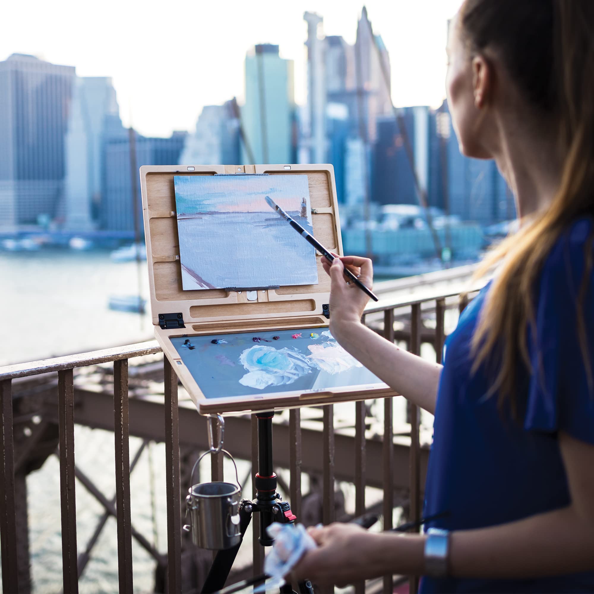 New Wave u.go Plein Air Anywhere Pochade Box - 11x14.5x1.18 Inch Lightweight Travel Easel for Outdoor Painting | Perfect for Artists, Watercolor & Oil Painting on The Go - Park, Beach & Landscape Sketching