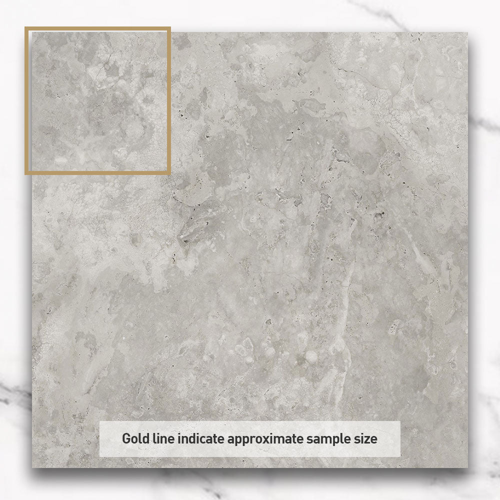 Cantabria Grey 600x600mm Matte Porcelain Tiles - Travertine Look Floor & Wall Tiles for Bathroom, Kitchen & Living Room