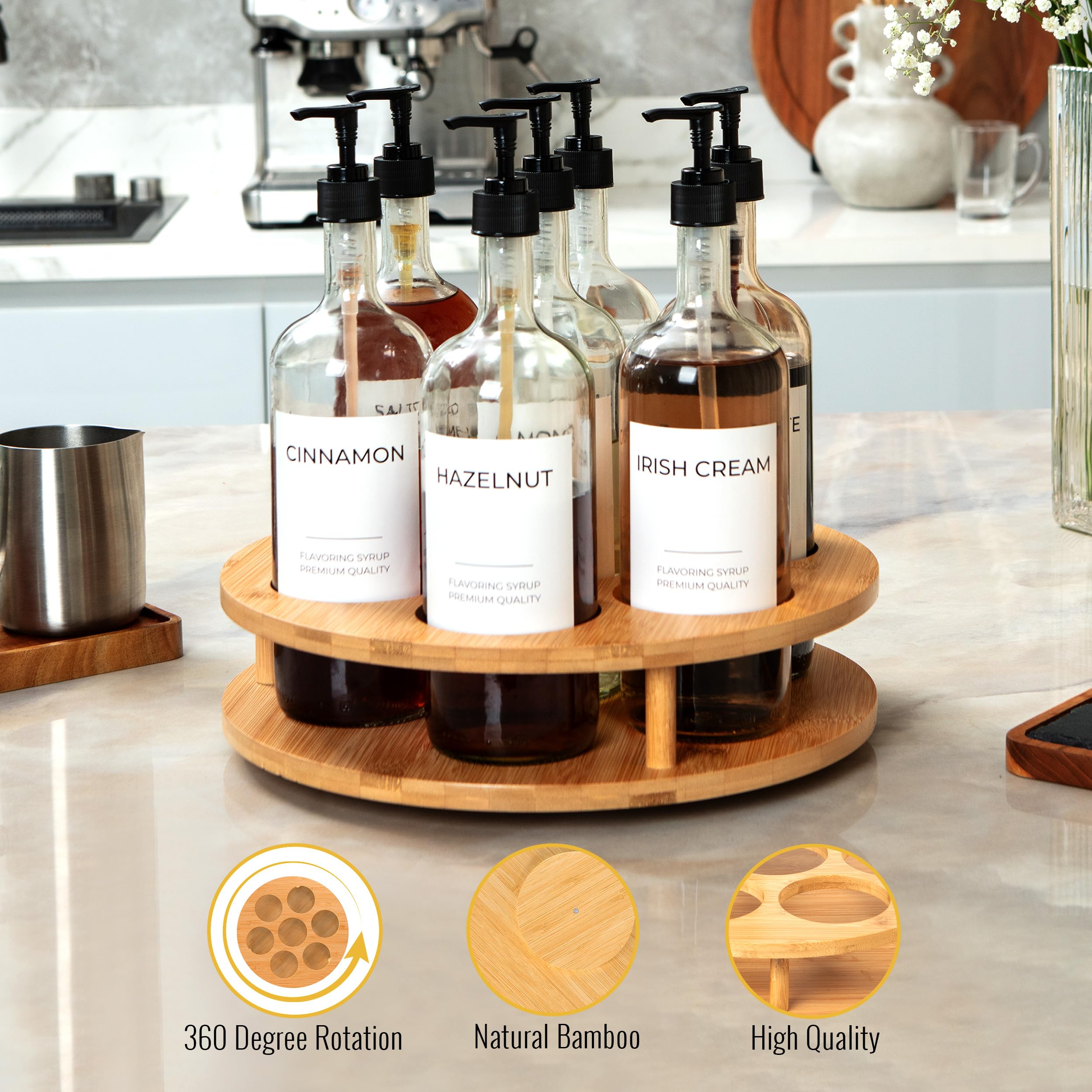 Stainless Steel Coffee Syrup Organizer Rack - 12 Bottle Capacity for Barista, Home & Cafe Use - Perfect for Espresso, Latte & Iced Coffee Stations