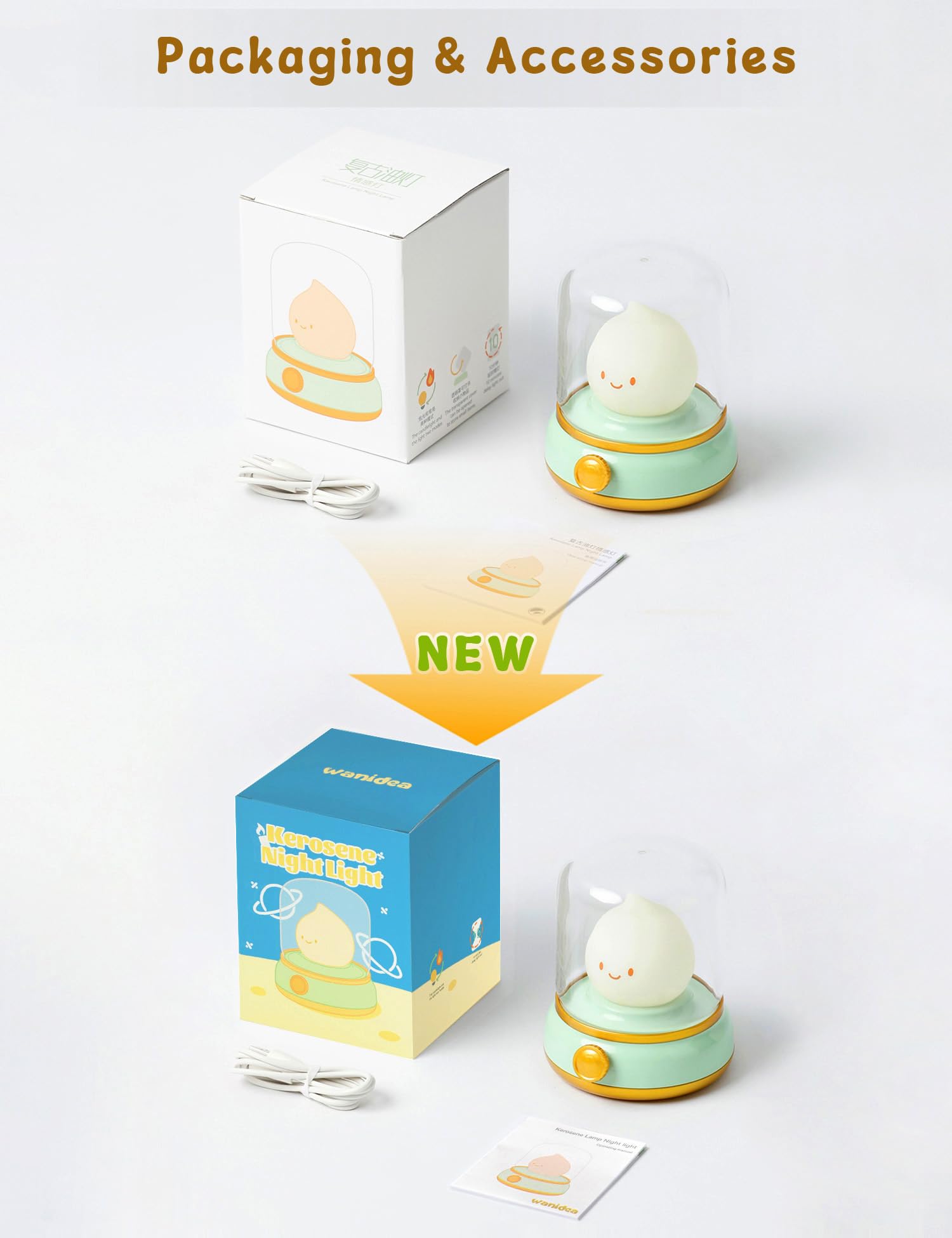 Chibi Flame Lamp - Anime Cozy Night Light with Retro Design, USB Rechargeable LED Desk Decor for Bedroom, Gift for Anime Fans & Home Decoration | Perfect for Bedside, Gaming Room & Relaxation