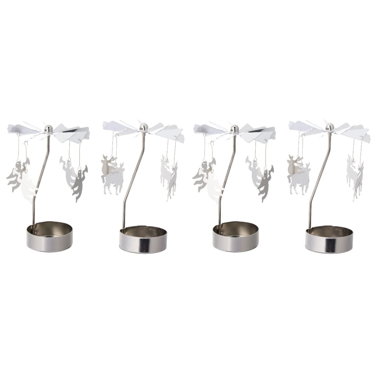 Uonlytech 4-Piece Christmas Spinning Tealight Holder Set - Reindeer Rotary Candle Holders for Holiday Decorations | Perfect for Christmas Tablescapes, Mantel Displays & Festive Centerpieces