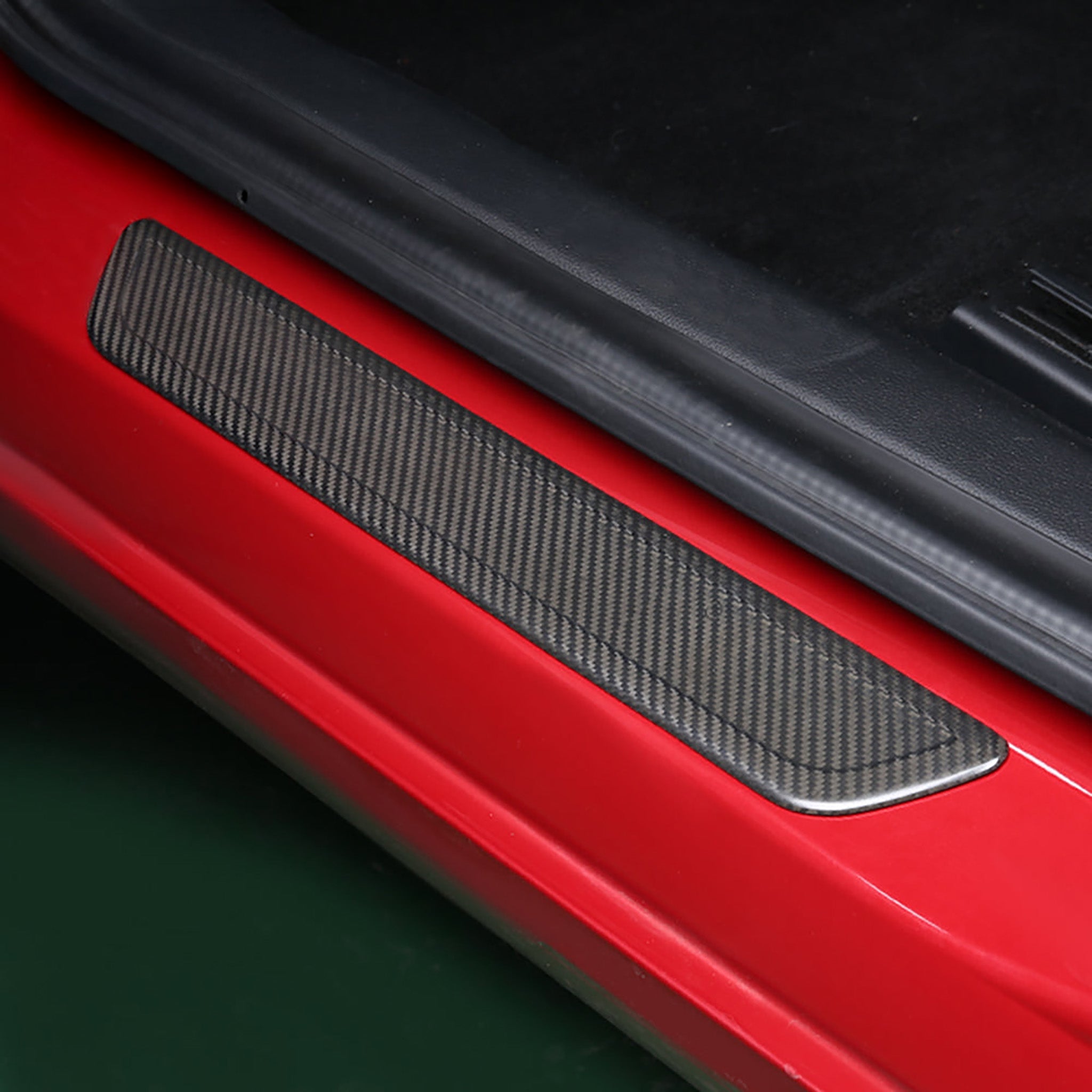 Premium Real Carbon Fiber Door Sill Protectors for Tesla Model 3 & Model Y (2017-2025) - Scratch-Resistant Interior Accessories for Luxury Car Protection & Style Enhancement