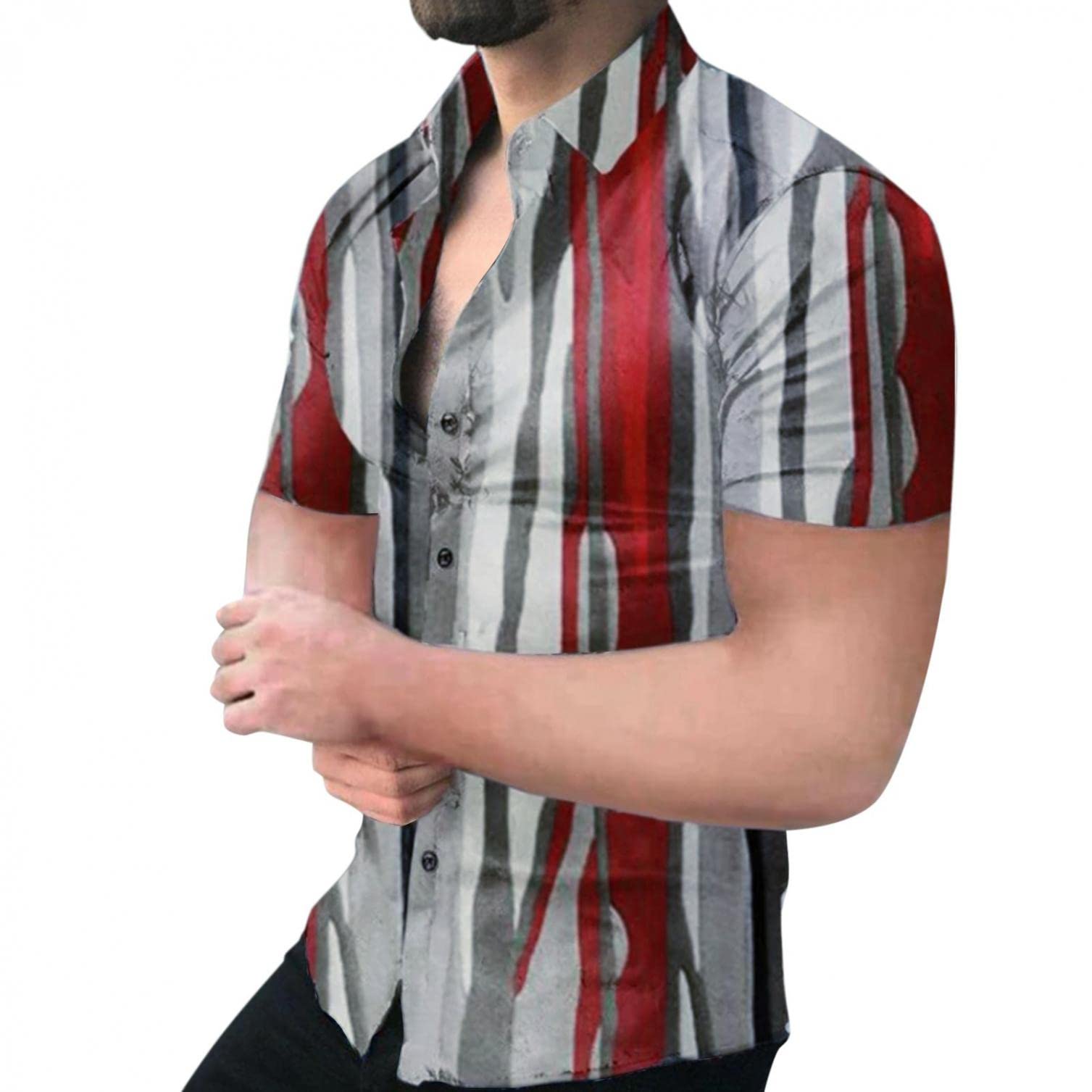 TOWMUS Men's Short Sleeve Dress Shirts - Regular Fit Business Casual Button Down Shirt for Summer - Perfect for Office Wear, Weddings & Outdoor Events