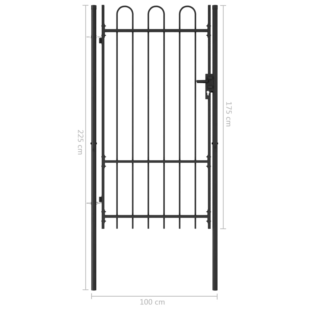 Black Steel Arched Top Garden Gate - 39.4