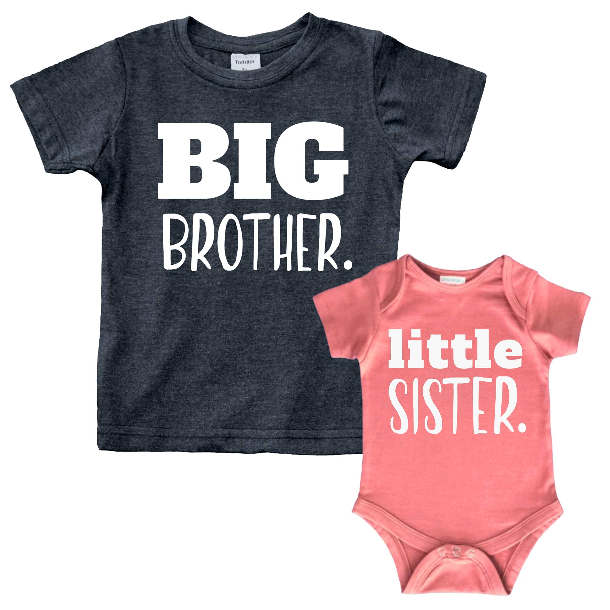Adorable Toddler Big Brother Little Sister Matching Outfits - Sibling Coordinated Baby Newborn Girl Boy Set - Perfect for Family Photos, Holidays & Special Occasions