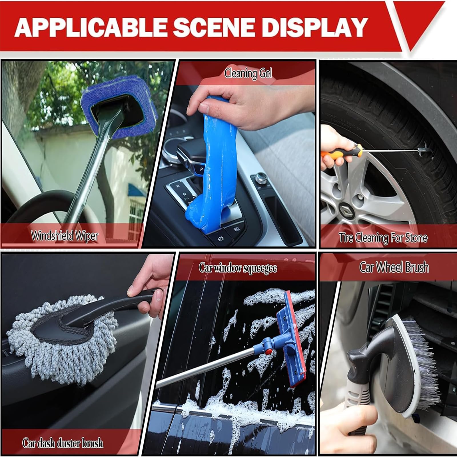 56Pcs Car Wash Cleaning Kit with Foam Gun, Long Handle Brush, Wheel Brush & Adjustable Hose Sprayer - Complete Auto Detailing Set for Home & Professional Use - Perfect for Car, Truck & RV Cleaning