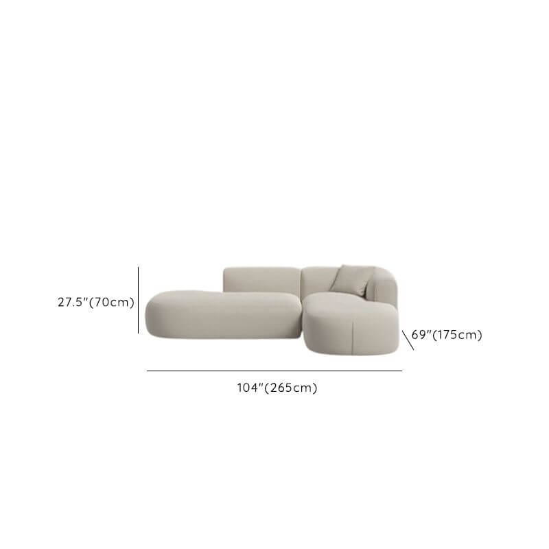 L-Shaped Cream Corner Sectional Sofa with Concealed Support - Modern Living Room Furniture for Parlor, Lounge & Family Room Comfort