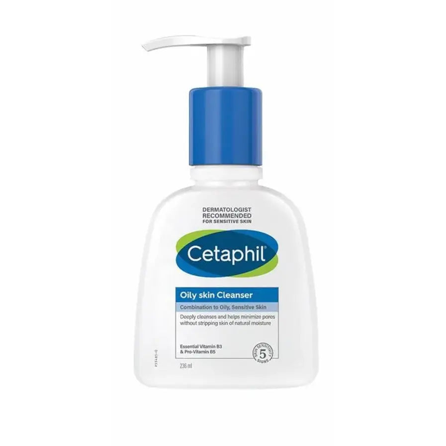 Cetaphil Oily Skin Cleanser 236ml | Gentle Face Wash for Acne-Prone & Sensitive Skin | Oil-Free Formula for Daily Use at Home or Travel