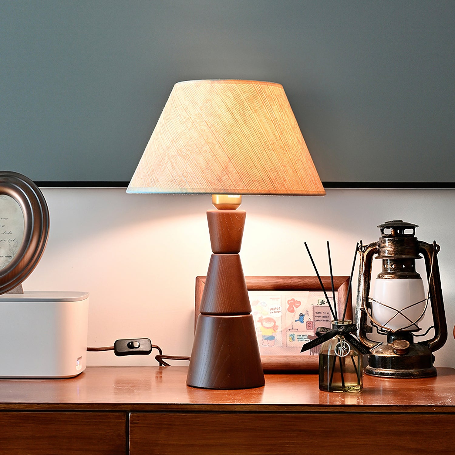 Donicio Modern Table Lamp - Stylish LED Nightstand Light for Bedroom, Living Room & Office - Warm White & Cool White Dimmable Lighting - Perfect for Reading, Relaxing & Decor