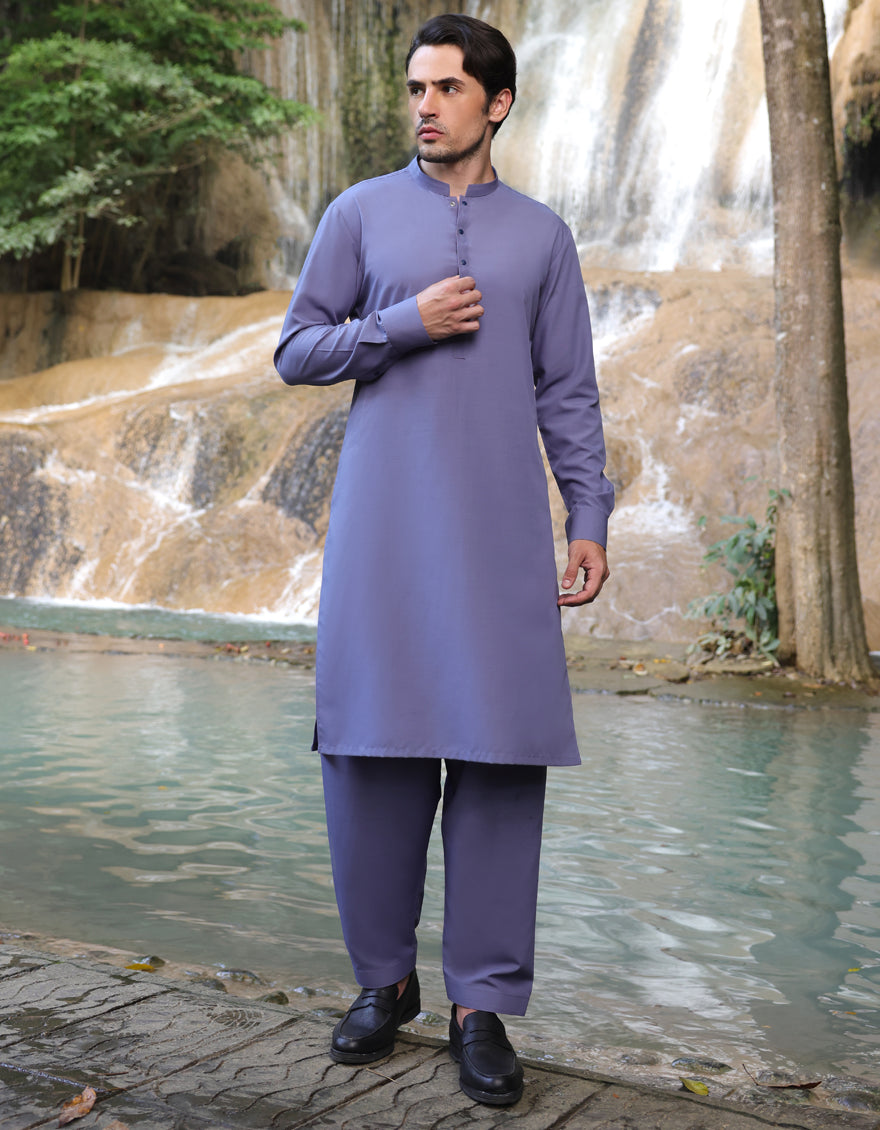 Elegant Purple Blended Shalwar Kameez by J. Junaid Jamshed - Traditional Pakistani Outfit for Women, Perfect for Weddings, Eid & Special Occasions