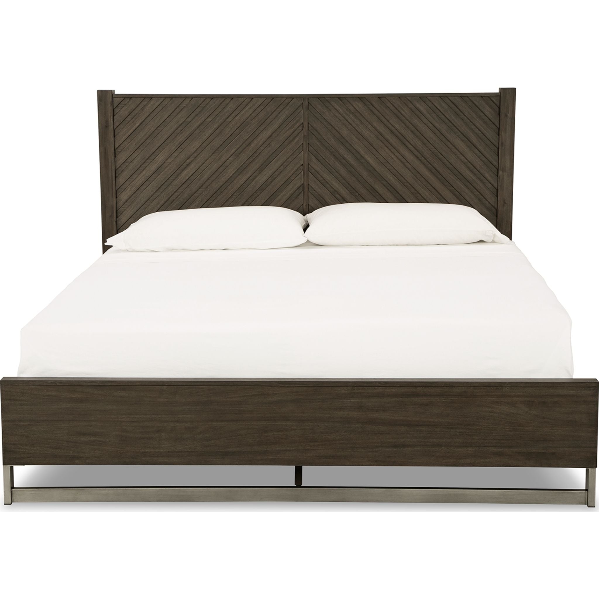 Arkenton Queen Panel Bed Frame - Grayish Brown Upholstered Headboard, Sturdy Wooden Slat Support for Bedroom, Guest Room, or Master Suite