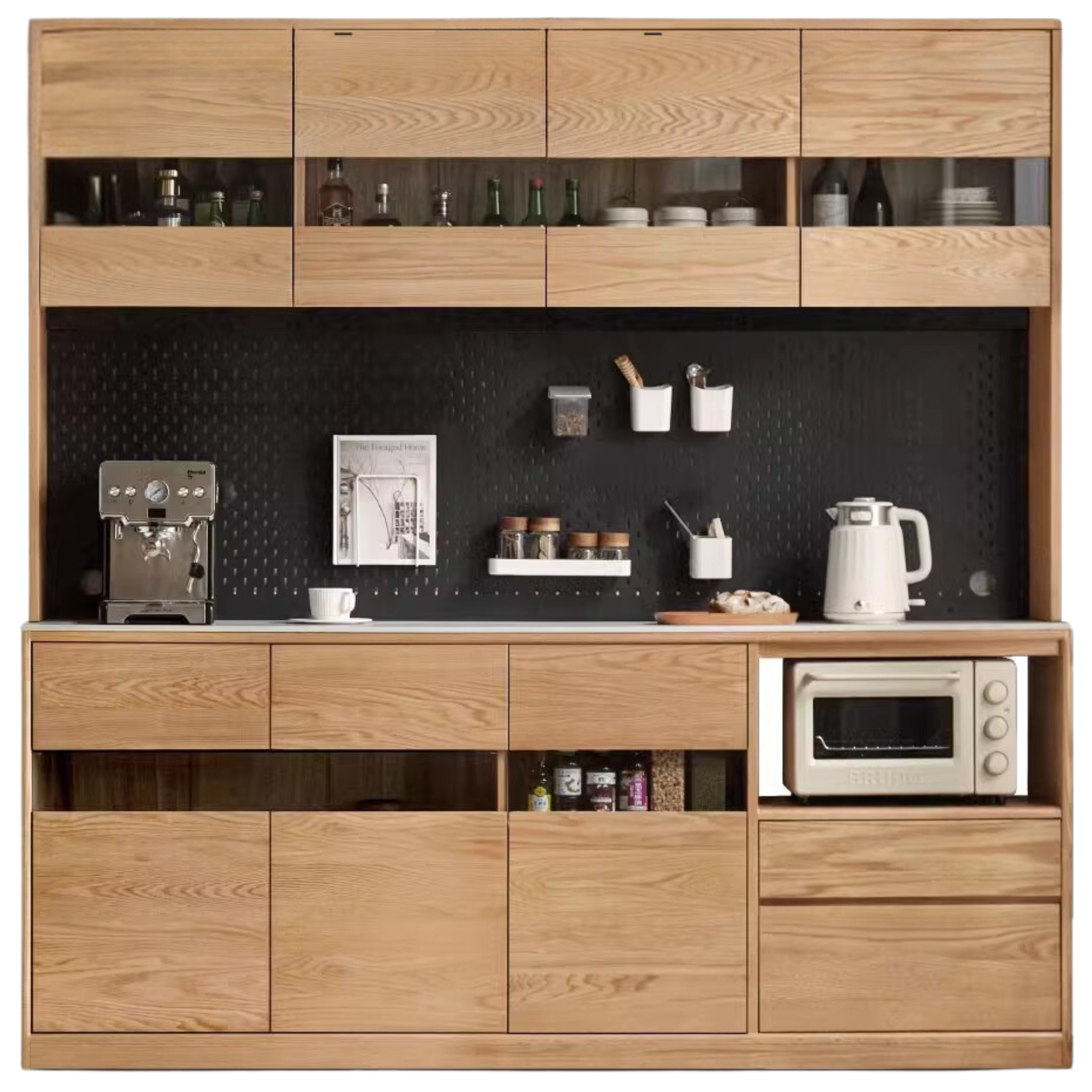 Modern Oak Solid Wood Sideboard Buffet Cabinet - Stylish Storage for Dining Room, Living Room & Entryway