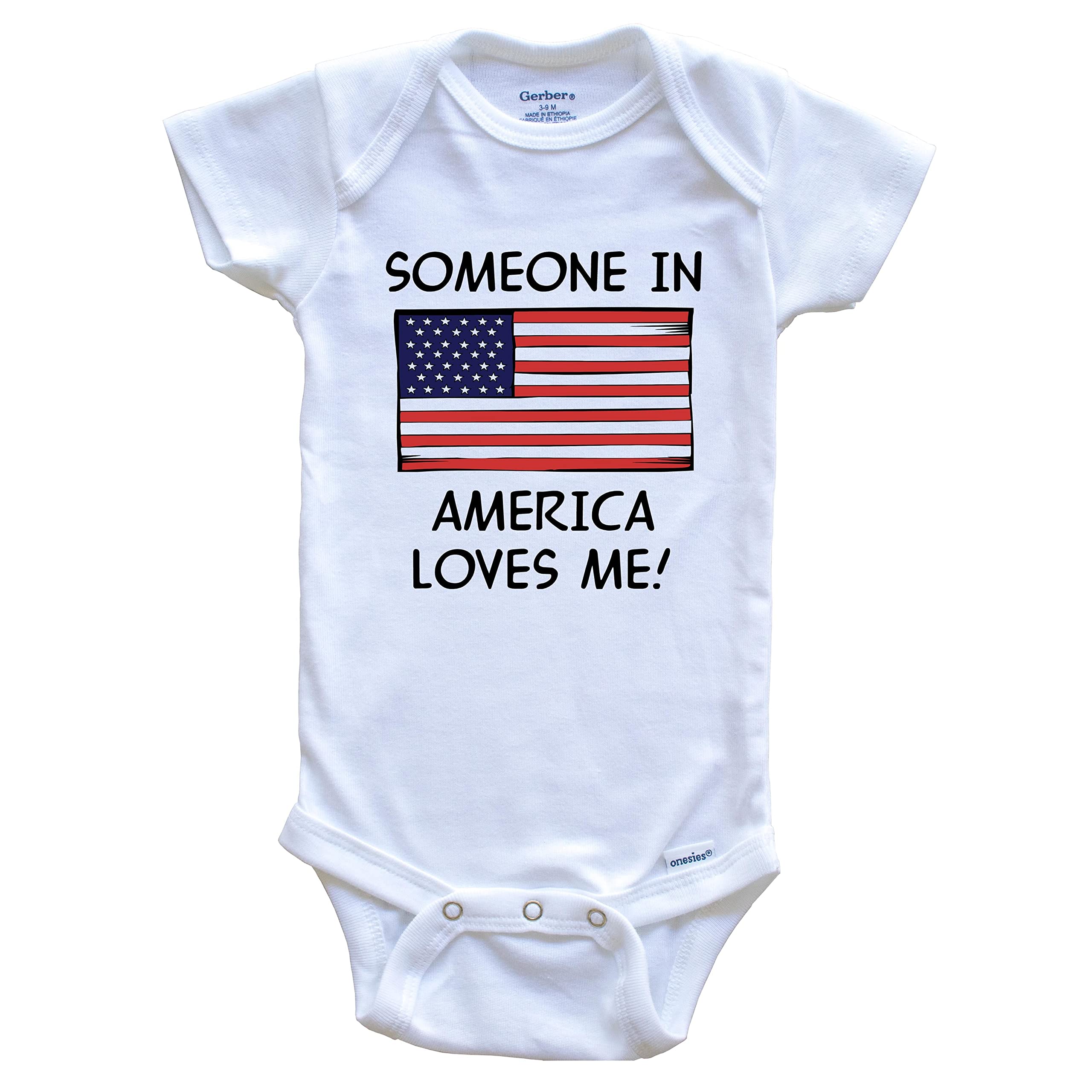 American Flag One Piece Baby Bodysuit - Patriotic Newborn Outfit for 4th of July, Memorial Day & Independence Day Celebrations