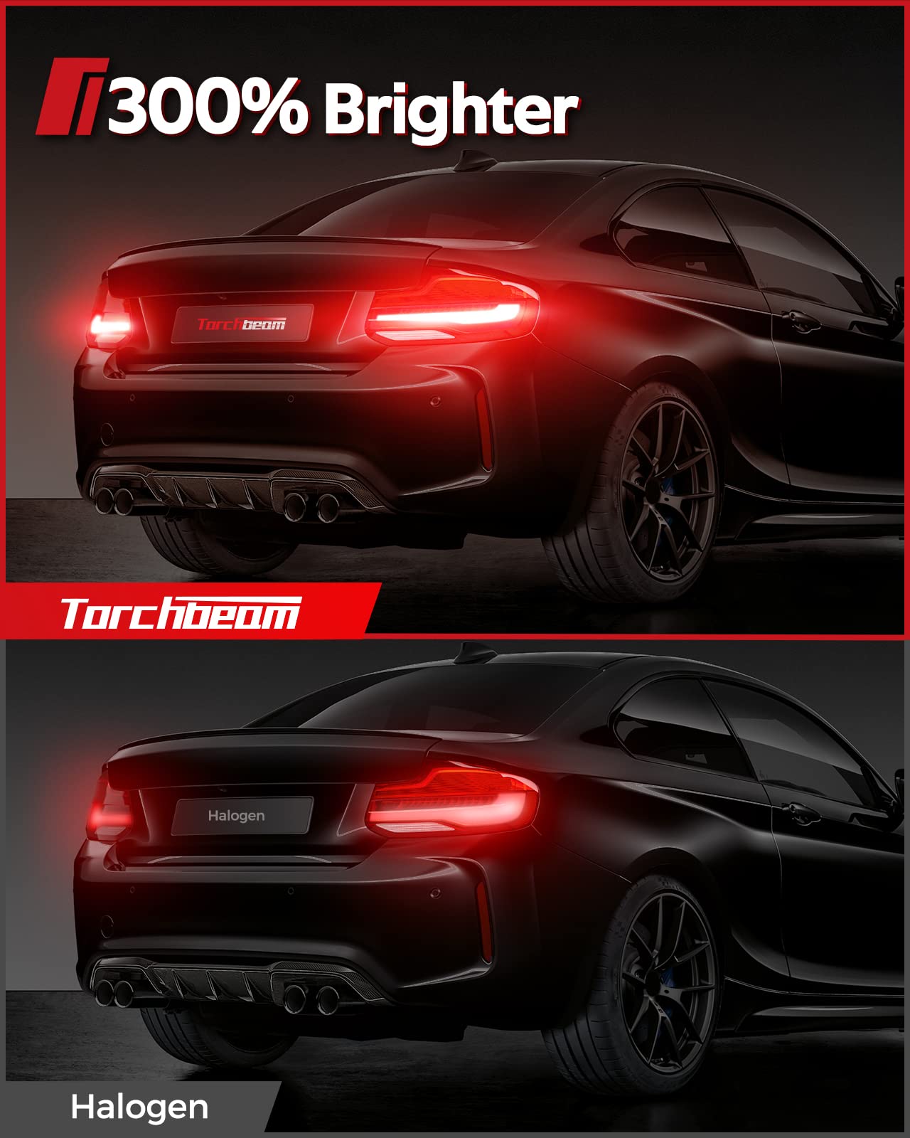Torchbeam 7443 7440 LED Bulbs - Super Bright Red Brake Lights 3000LM (300% Brighter) - Direct Replacement for 7441 7444 T20 LED Tail & Parking Lights - CANBUS Error Free - Perfect for Car, Truck, SUV & Motorcycle Brake Light Upgrades