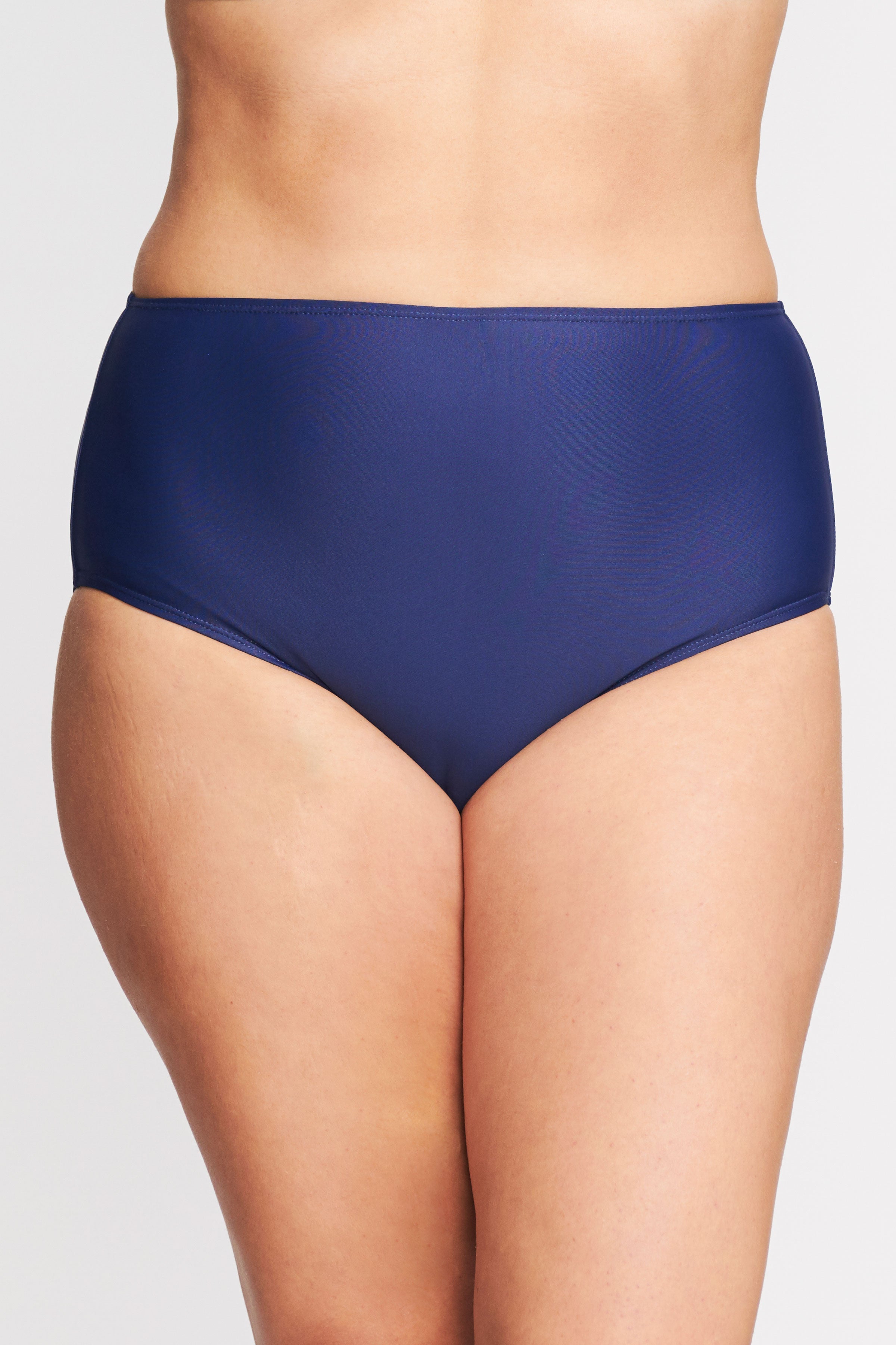 Plus Size Mid Waist Brief in Solid Navy - Comfortable Cotton Underwear for Women, High Waisted Panties for Everyday Wear - Perfect for Work, Lounge & Sleep