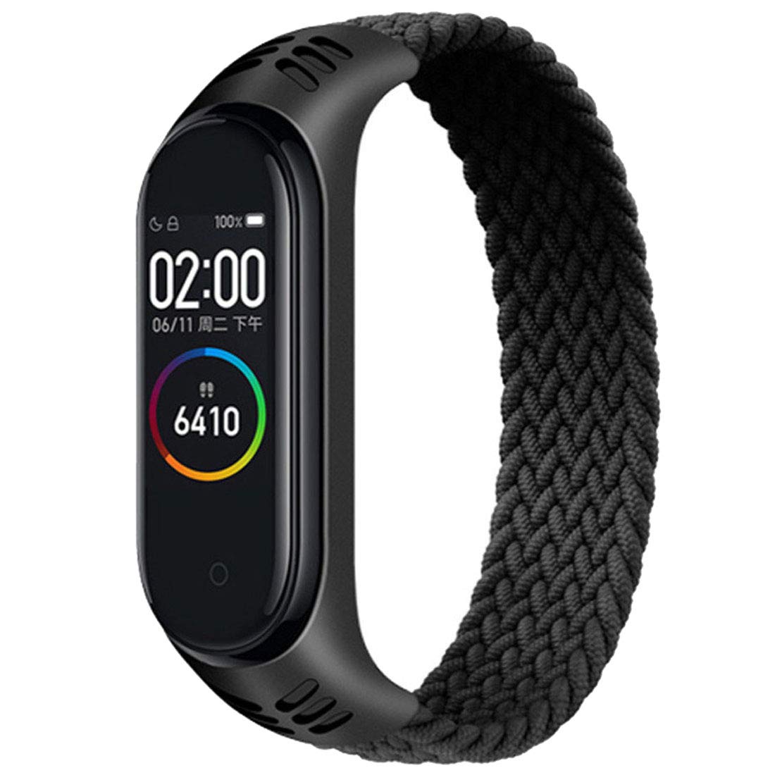EMIOBAND Braided Solo Loop Strap Compatible with Xiaomi Mi Band 5/4/3 - Soft Silicone Fabric Nylon Replacement Band for Fitness, Running & Daily Use