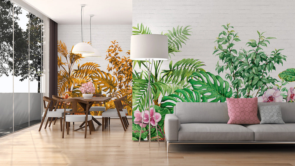 Tropical Design Wall Decor - Vibrant Floral & Leaf Patterns for Home & Office - Perfect for Living Room, Bedroom, or Workspace