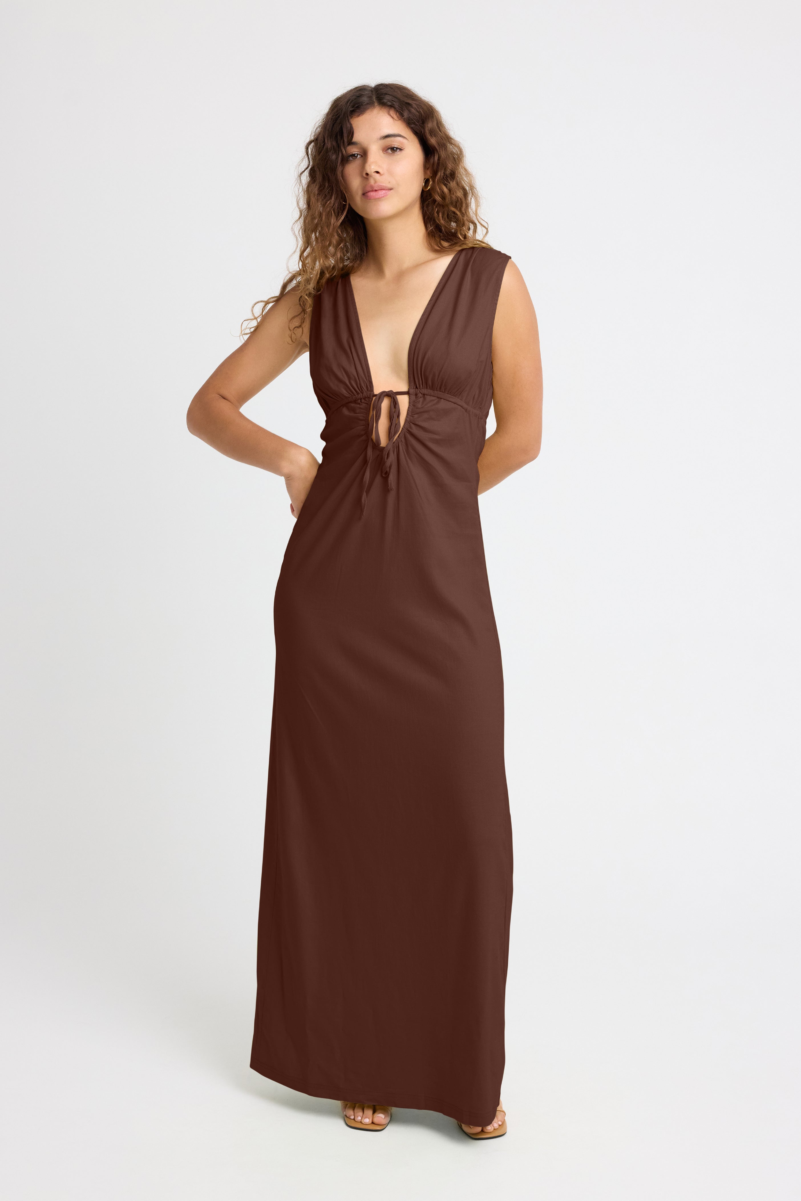 Calli Linen Dress for Women - Comfortable & Breathable Chocolate Brown Summer Dress - Perfect for Beach Vacations, Brunch Dates & Casual Outings