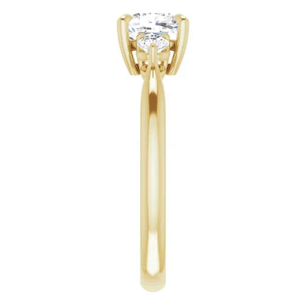 10K Solid Yellow Gold Handmade Engagement Ring - 1 CT Cushion Cut Moissanite Diamond Solitaire Wedding Ring for Women - Perfect for Proposals, Anniversaries & Bridal Jewelry Gifts