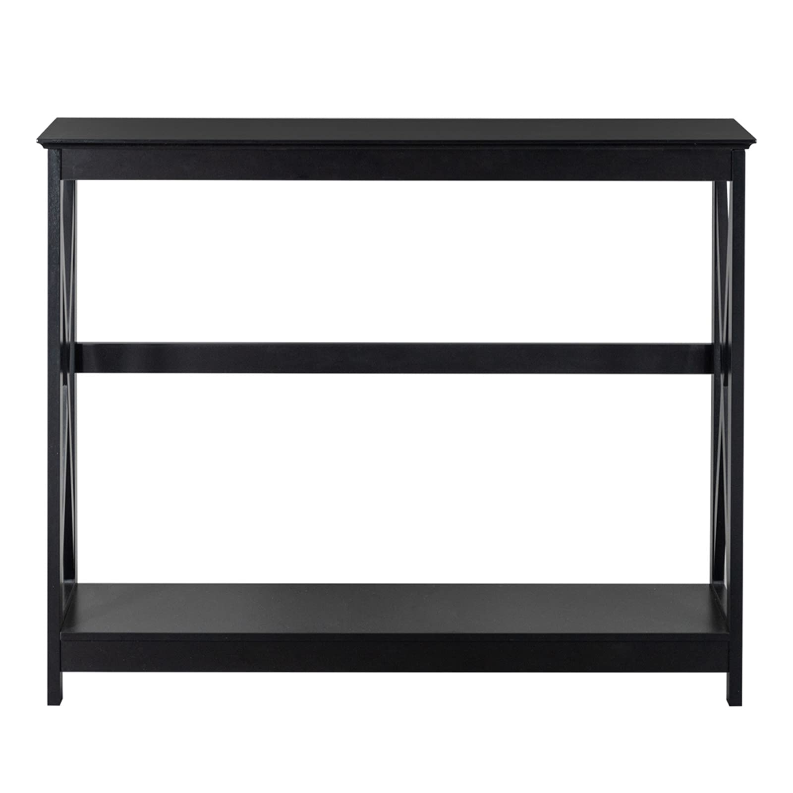 JASOYA GT7-DL Black Side Cross Porch Table - Outdoor Patio Furniture for Garden, Deck, and Poolside Relaxation