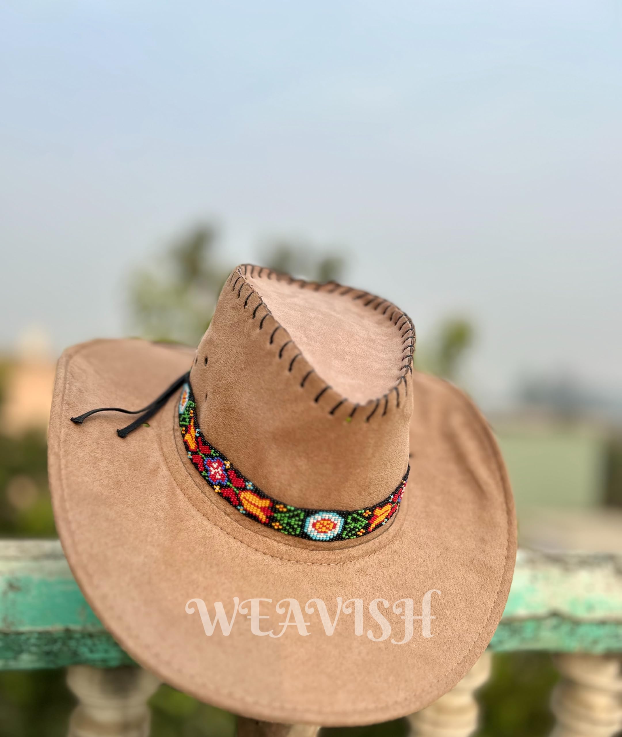 Handmade Native American Beaded Hatband - Southwestern Cowboy Rodeo Headband for Men & Women (Black) | Perfect for Western Fashion, Country Music Festivals & Rodeo Events